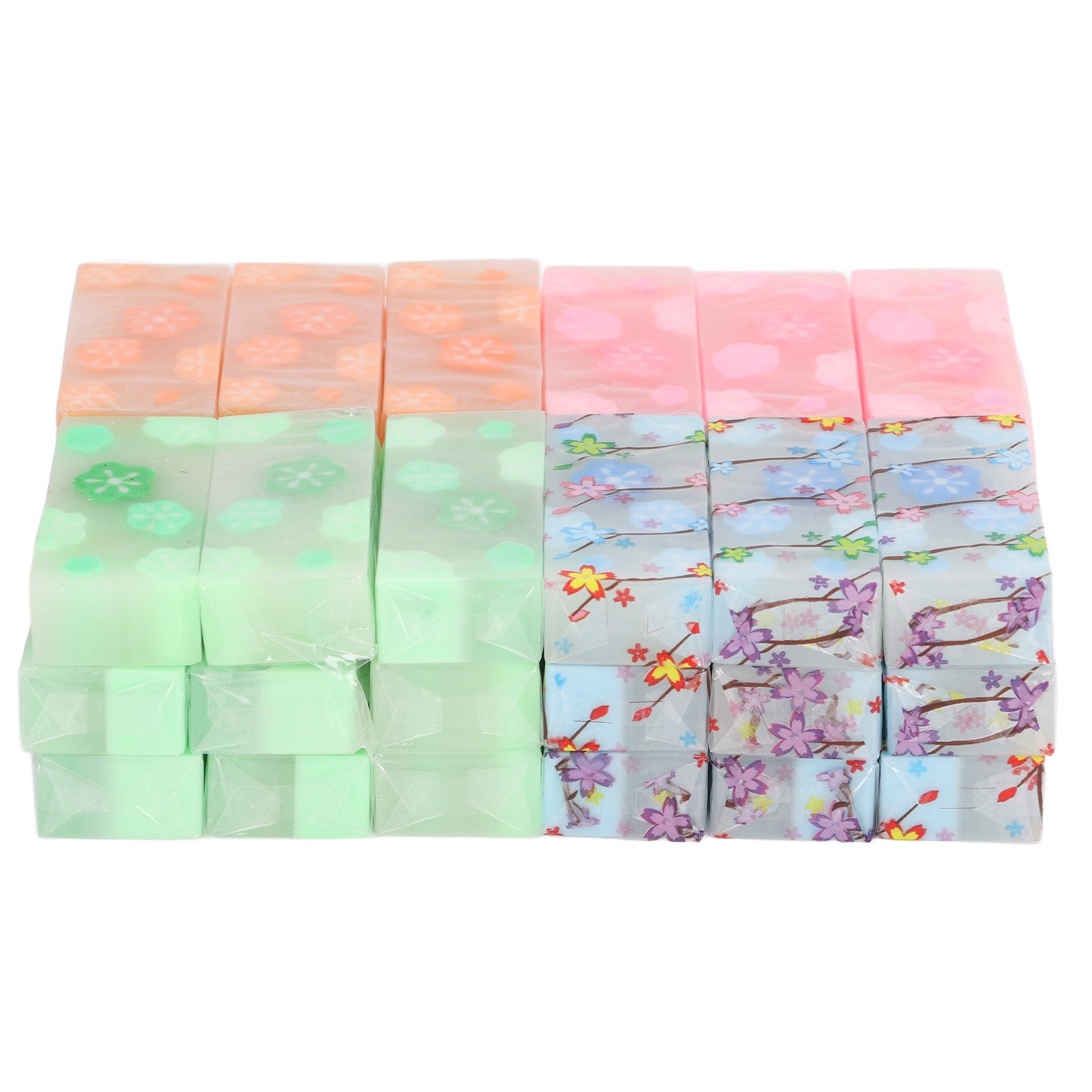 36pcs Pencil Eraser Fruit Flavor Sakura Pattern Correction Eraser Learning Tools for Kids Students Office School