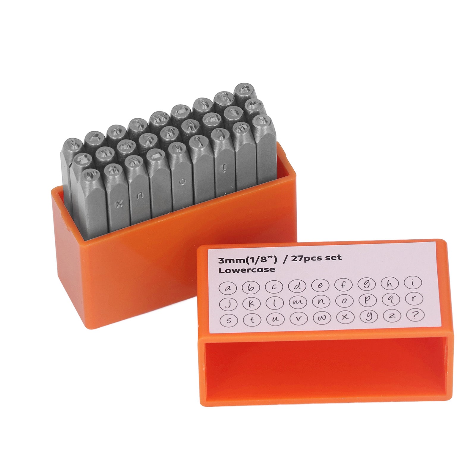 27 Pcs Metal Stamps Orange High Carbon Steel Metal Lowercase Letter Punch Stamp Set for Jewelry Leather with Box