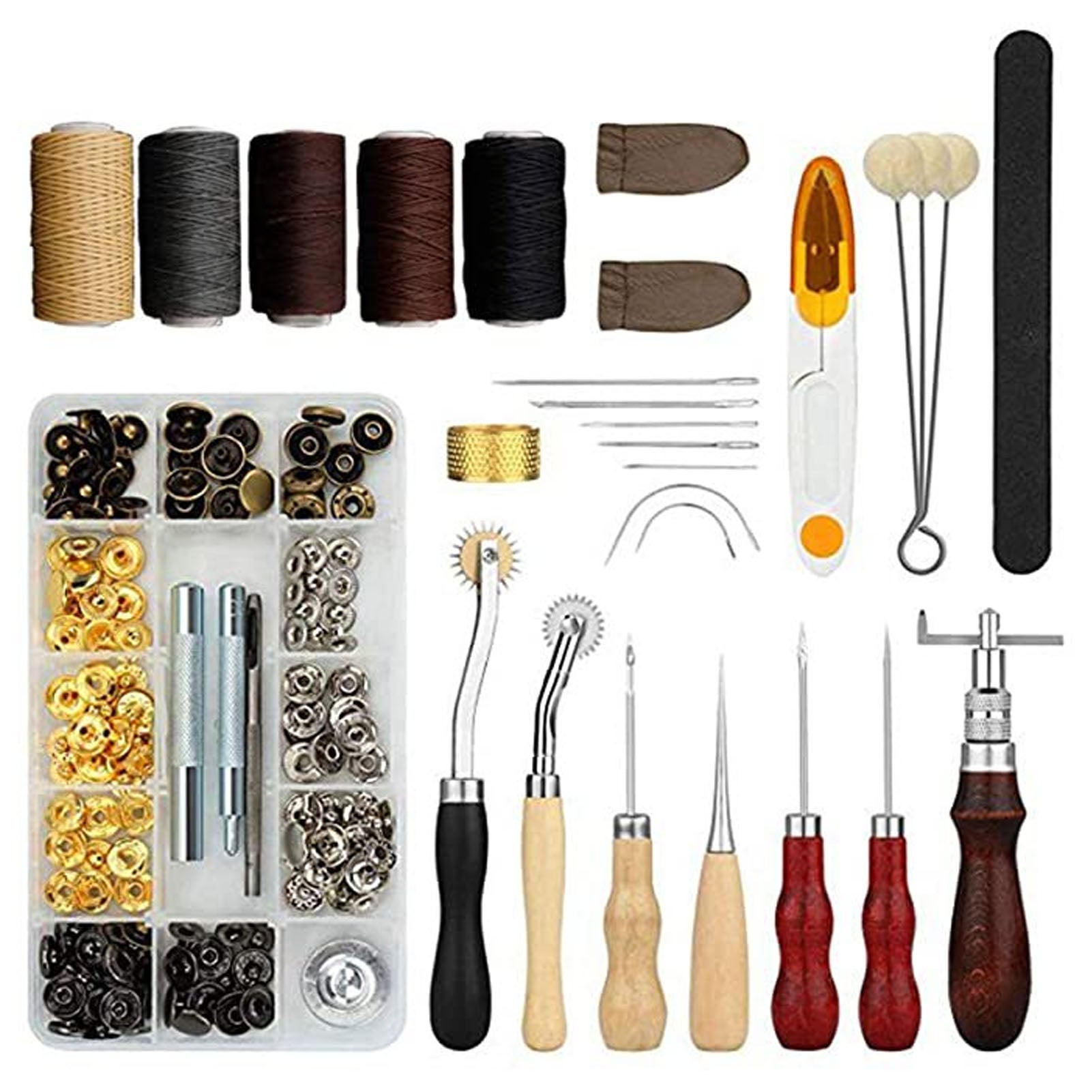 Leather Working Kit DIY Making High Carbon Steel Wooden Handles 16 Models 28PCS Leather Crafting Supplies