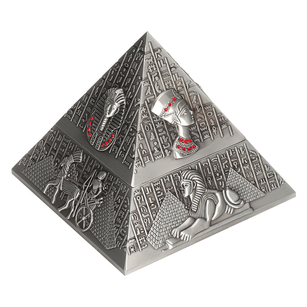 Metal Ashtray Innovative Decor Gifts Smoking Set Egyptian Pharaoh Pyramid shape Ornaments(Antique Tin )