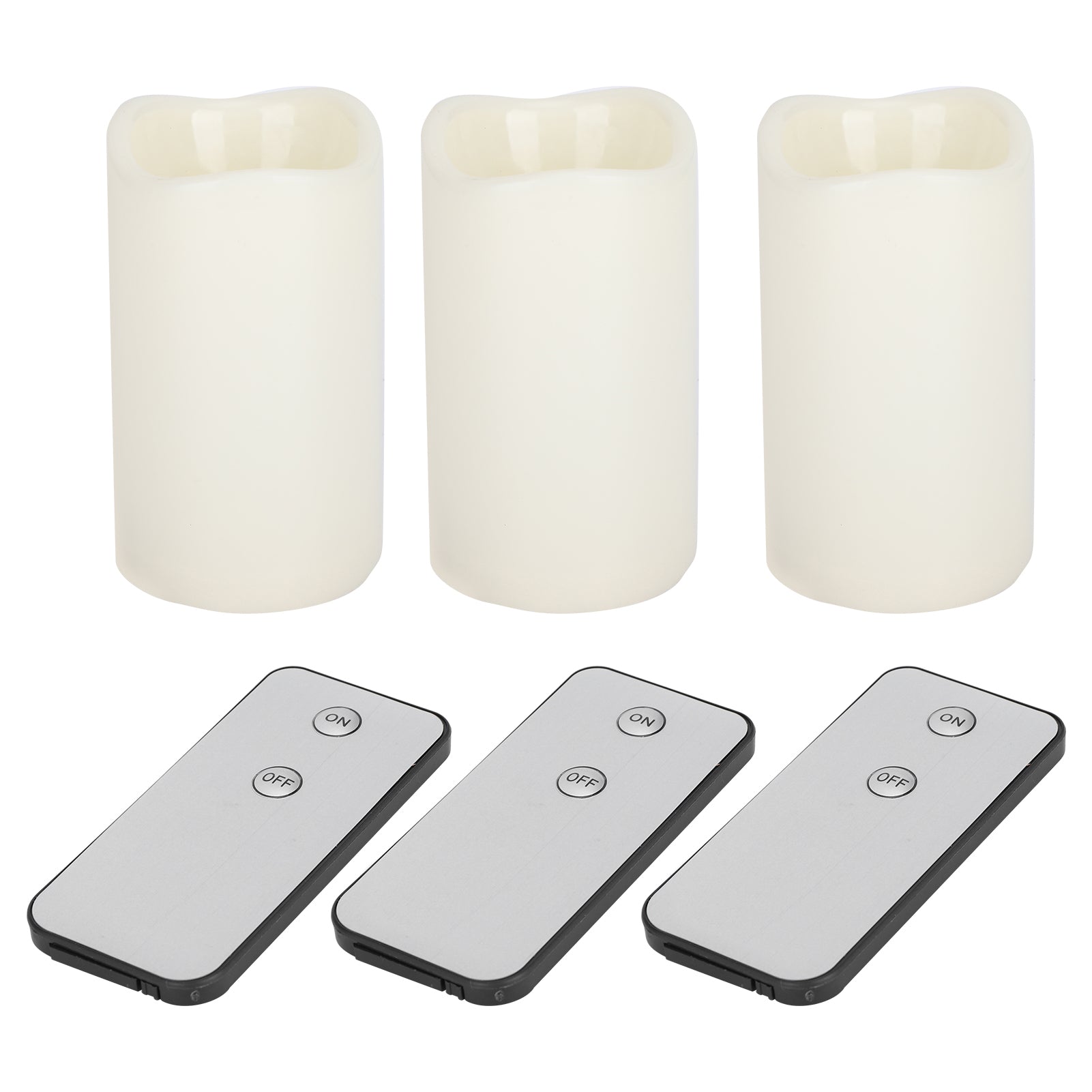 3pcs Electronic LED Candles Plastic Flameless Flickering Pillar Fake Candles with Remote Control