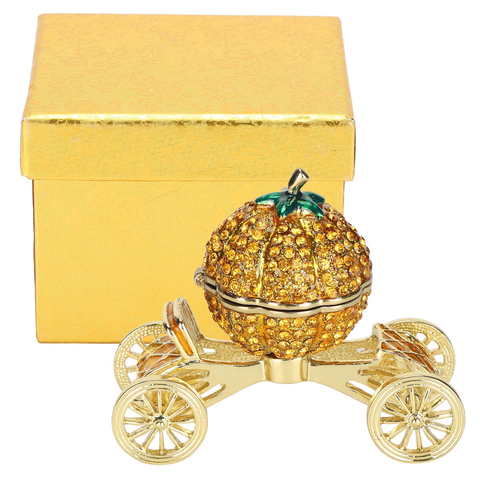 Pumpkin Cart Ornament Antique Zinc Alloy Carriage Cart Gift Decoration Figurine Trinket Jewelry Box