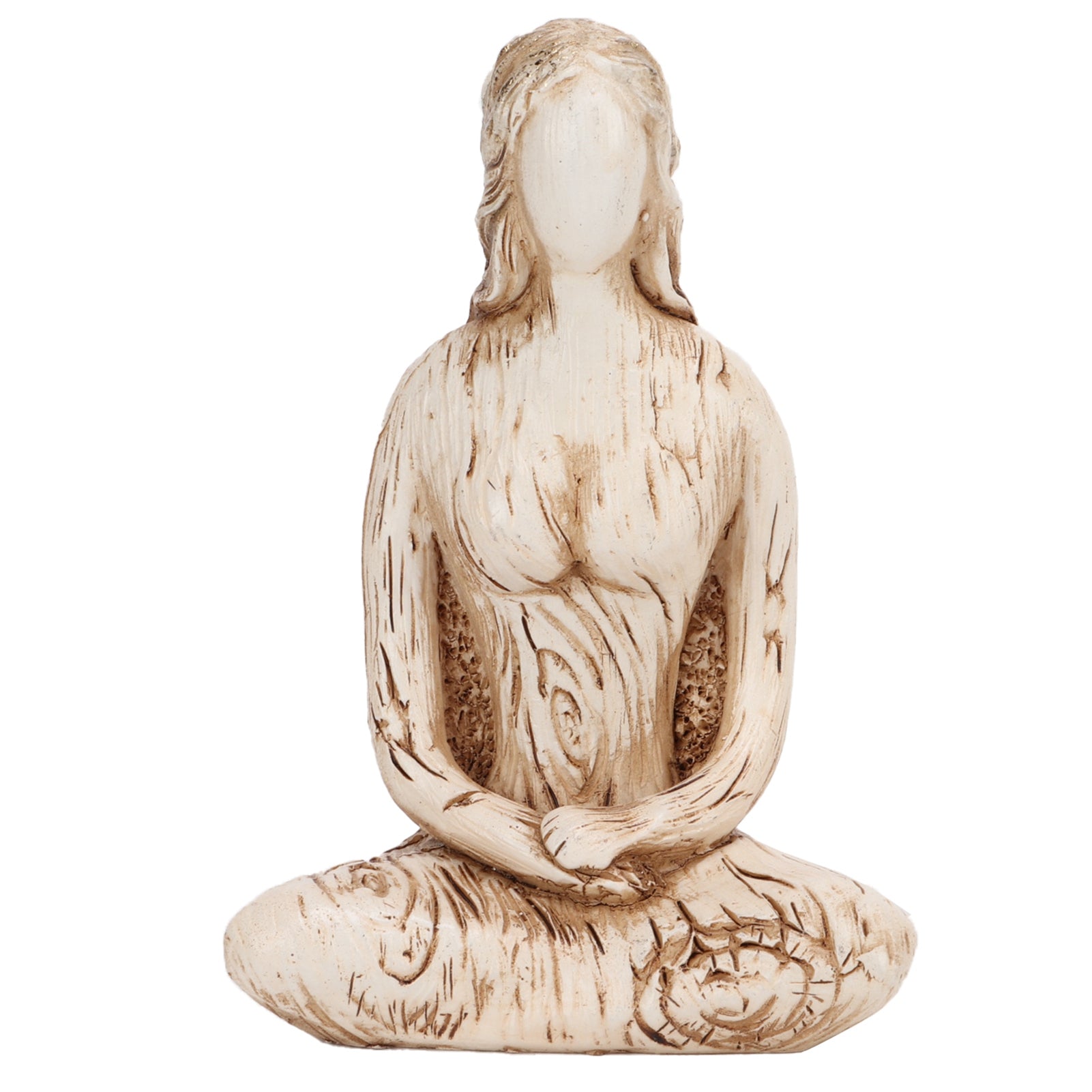 Yoga Pose Statue Synthetic Resin Simple Rustic Meditation Figurine for Home Decoration Ornament Yoga Studios GiftBeige