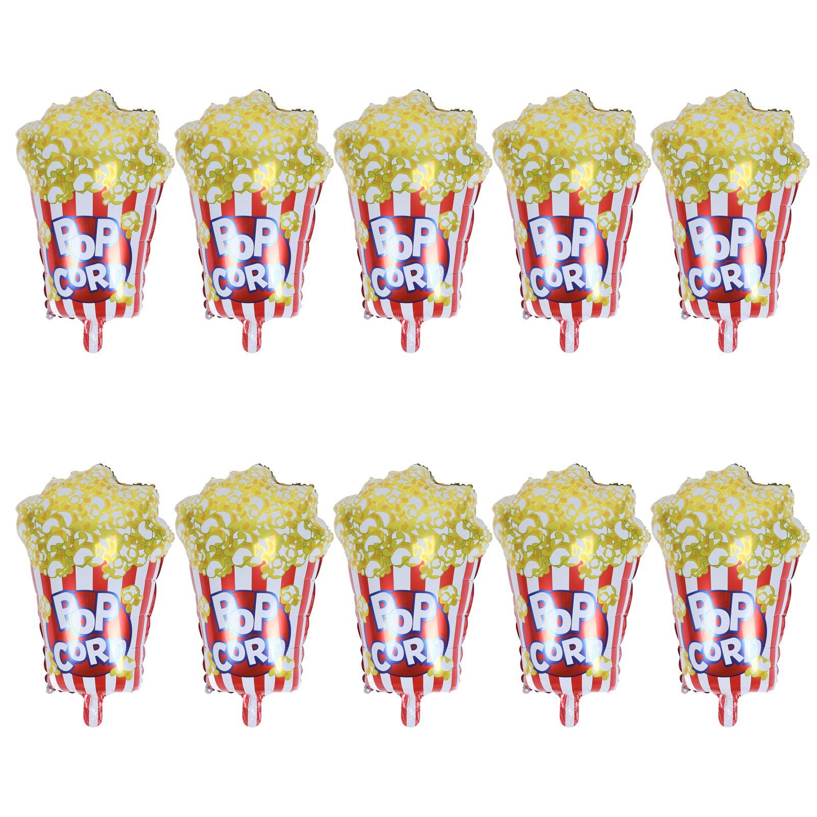 10pcs Popcorn Party Balloons Reusable Movie Theme Party Decoration Balloons Aluminum Foil Portable Popcorn Decorations