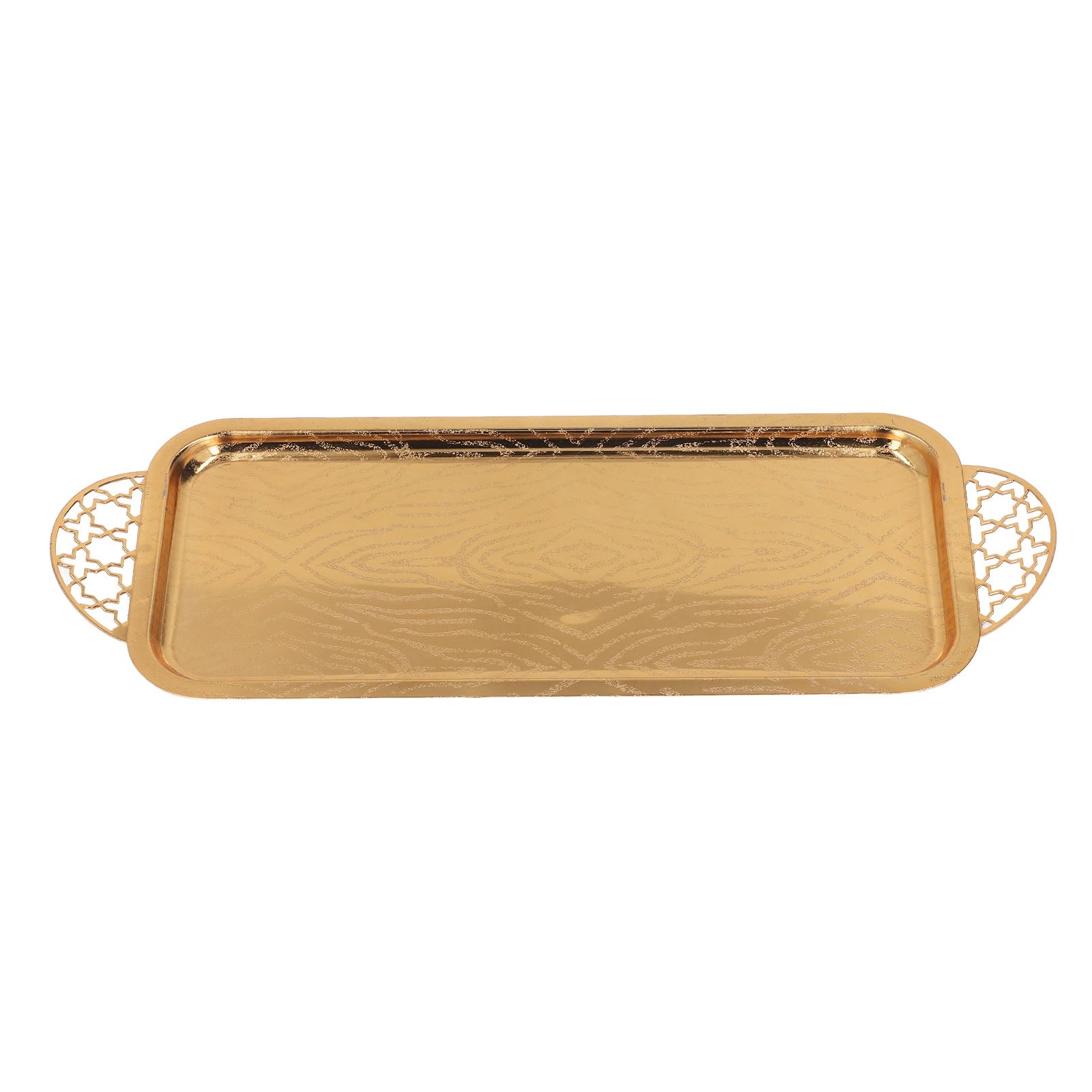 Serving Tray Gold Retro Light Luxury Oblong Water Cup Tea Cup Fruit Tray with Star Handle for Home Living Room