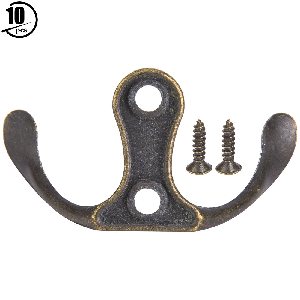 10Pcs Retro Hook Hanger Cyan Bronze Zinc Alloy DIY Wall Mounted Clothes Hanging Accessories