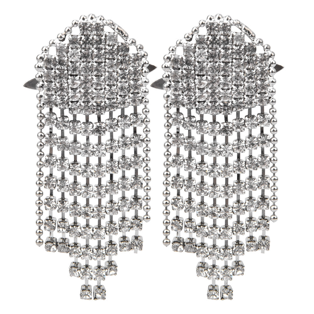 1 Pair Rhinestone Tassel Chain Shoes Buckles Decoration Bag Garment AccessoriesStyle D  2.2x5.7cm