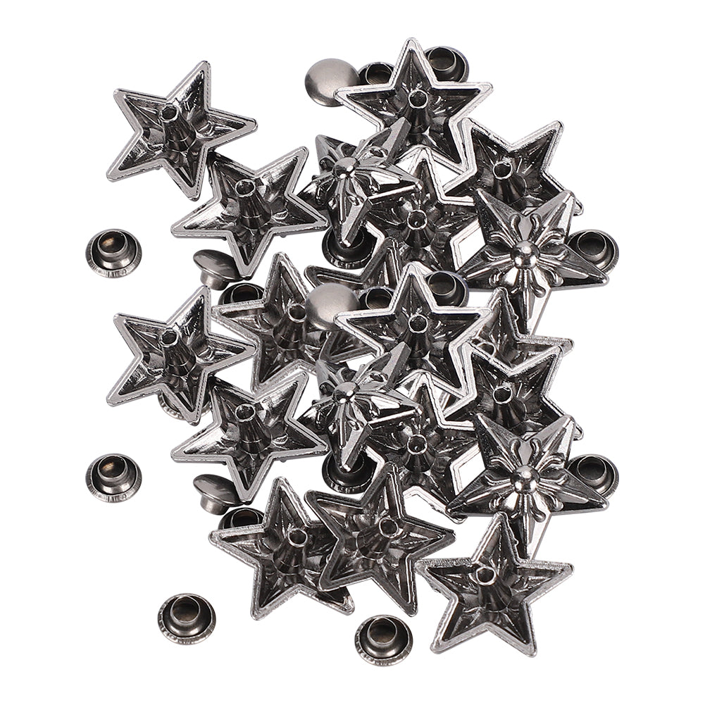 50 Sets Star Rivets Stud Screw Leathercraft Button 16mm DIY Accessories for Belt Luggage Clothing