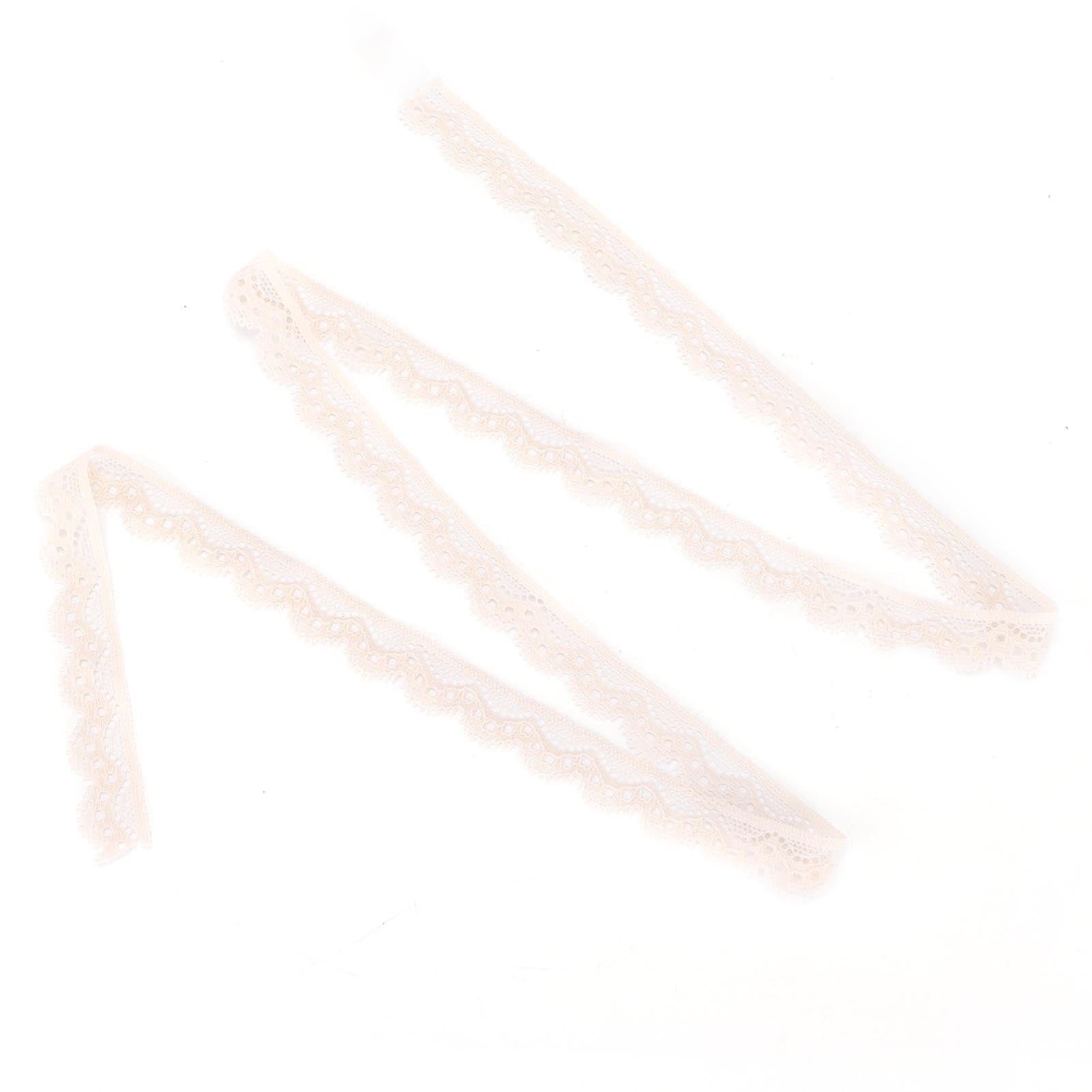 10 Yard Lace Ribbon 1.5cmWidth Beige Single Side Wavy Nylon for Jewelry Design Flower Arrangement