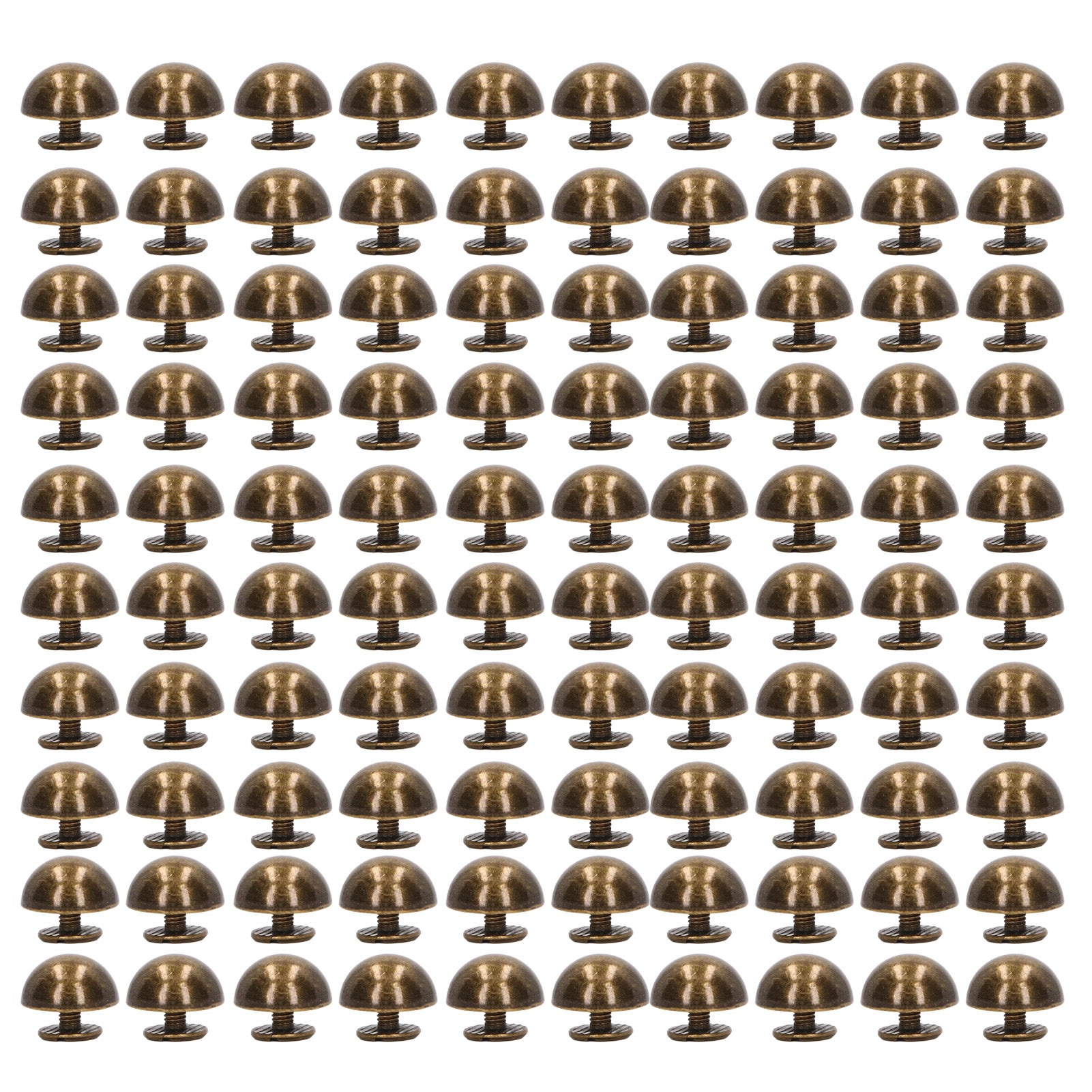 100 Sets Mushroom Rivet 12mm High Hardness Anti Rust Round Head Rivets for Decorate Punk Clothing Shoes Bags Pet Collars Bronze