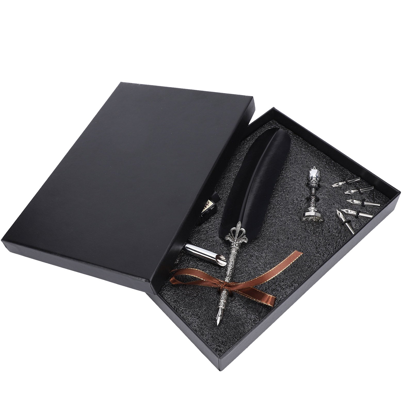 Quill Pen Set Feather Writing Dip Pen Stamp Students Teacher Antique Calligraphy Vintage GiftBlack