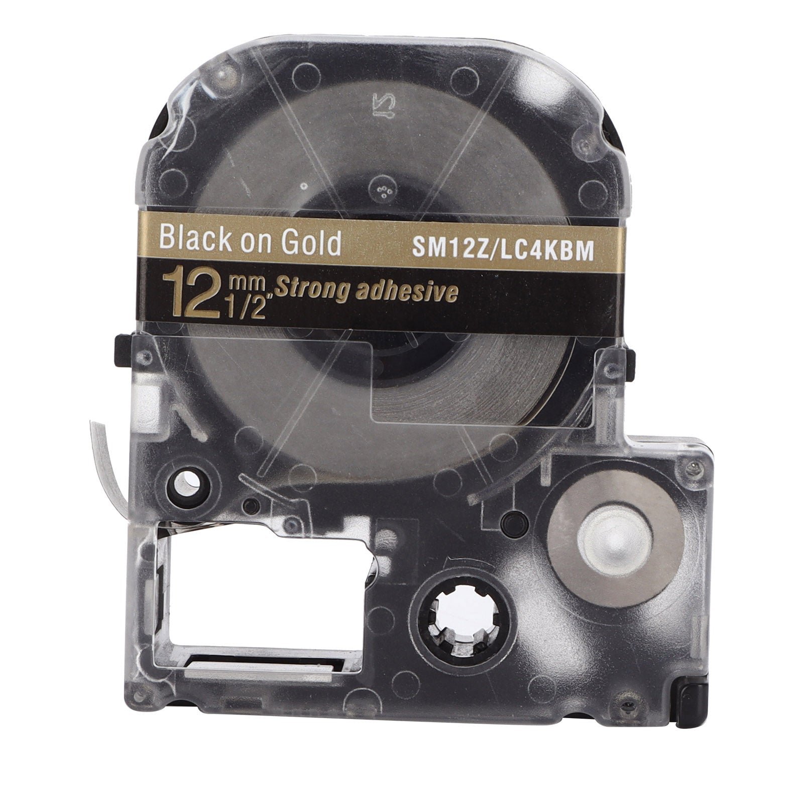 Label Tape 12mm OilProof AntiCorrosion WearResistant Transparent Durable Label Maker Tape(Black On Gold )