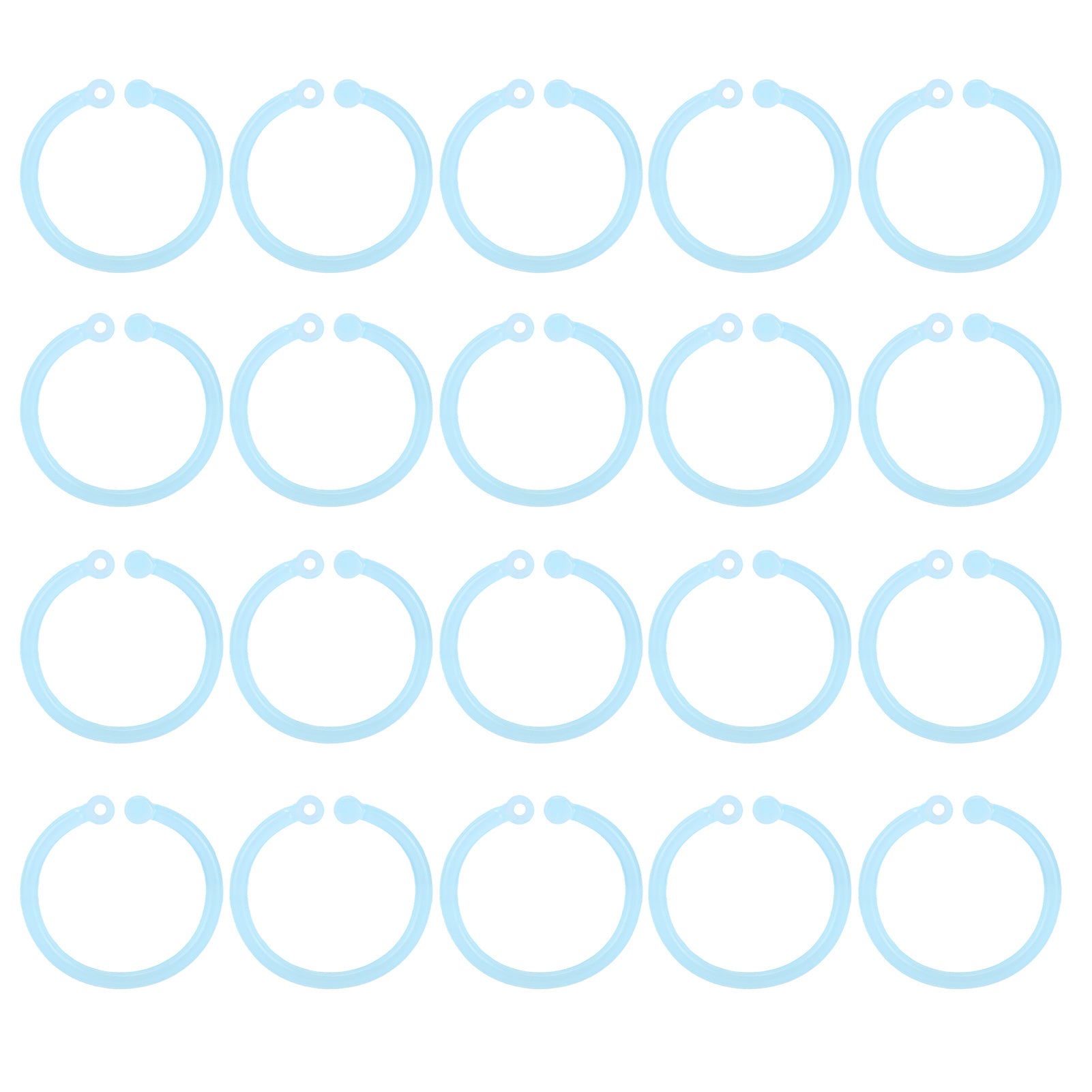 20pcs Plastic Rings Transparent Flexible Loose Leaf Book Binder Rings for School Home Office Cards Document NotebookBlue