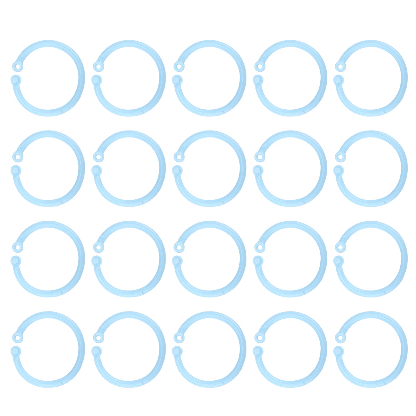 20Pcs Book Binder Ring Flexible Loose Leaf Buckle 30mm Paper Single Ring for Cards FilesBlue