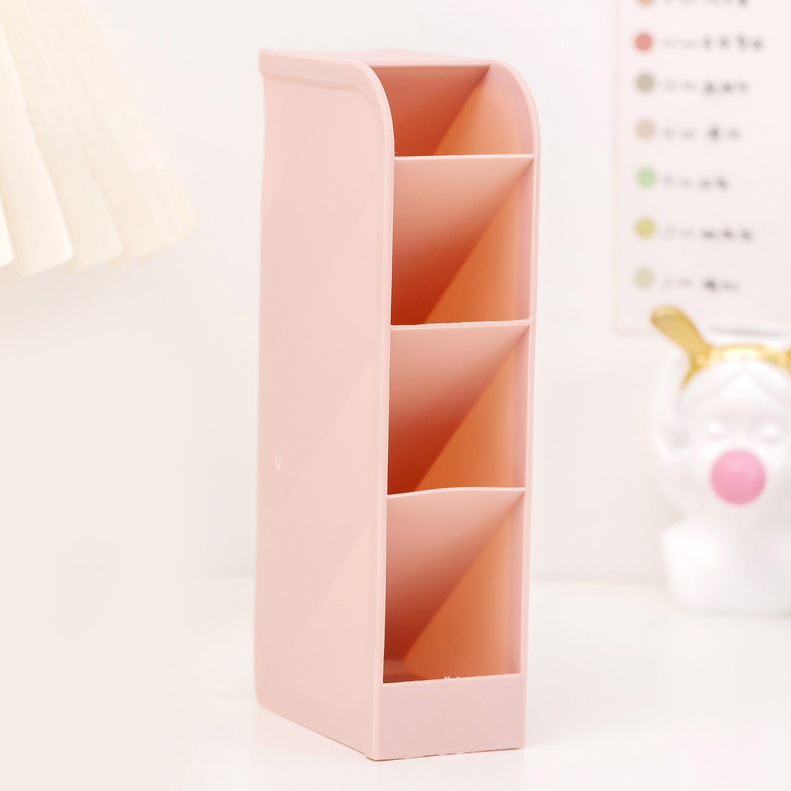 Pen Holder Simple Practical Multicell Small Candy Color Pen Holder Student Stationery Storage BoxPink