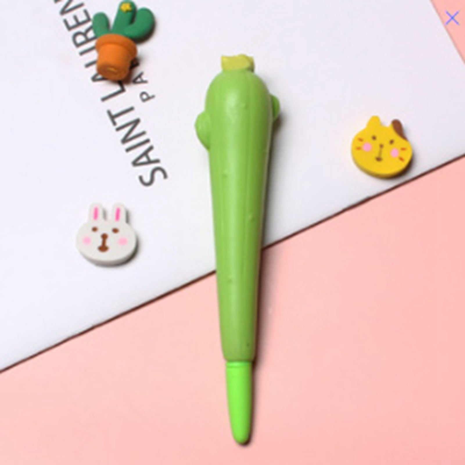 Squishy Pens Cute Soft Relieve Stress Smoother Writing Kawaii Gel Ink Pen for Holiday Gifts School SuppliesCactus