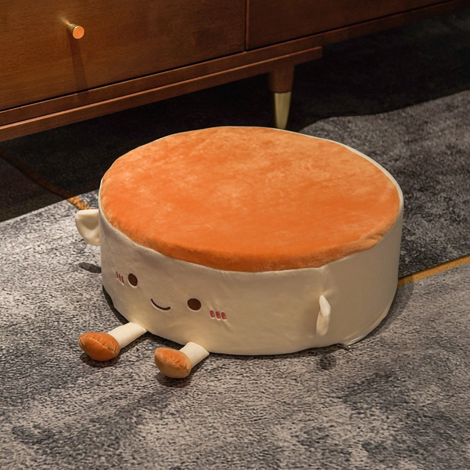 Seats Cushion Cute Cartoon Shape Anti Slip Detachable Zipper Design Floor Cushion Thickened Seats Cushion Plush Brown Round