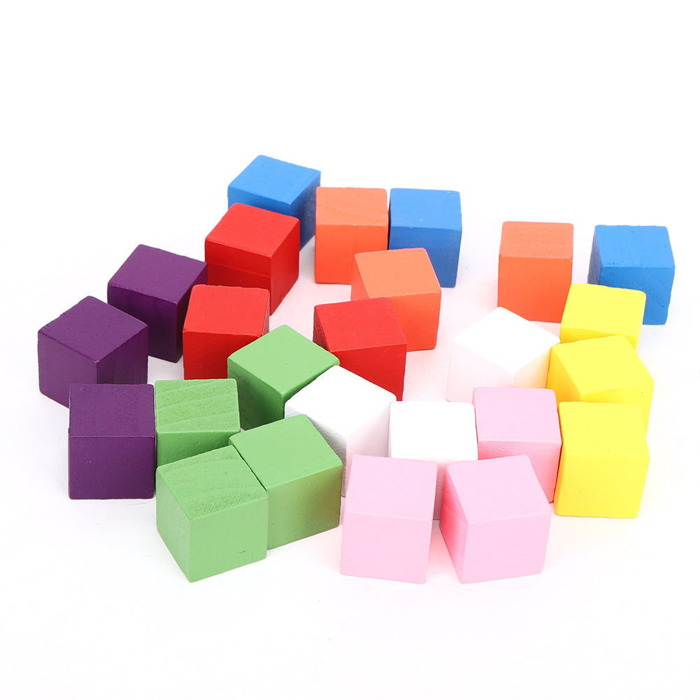 2 Sets Colored Block Set Pine Wood Children Geometry Enlightenment Early Education Toy25Pcs Colored Block 25mm
