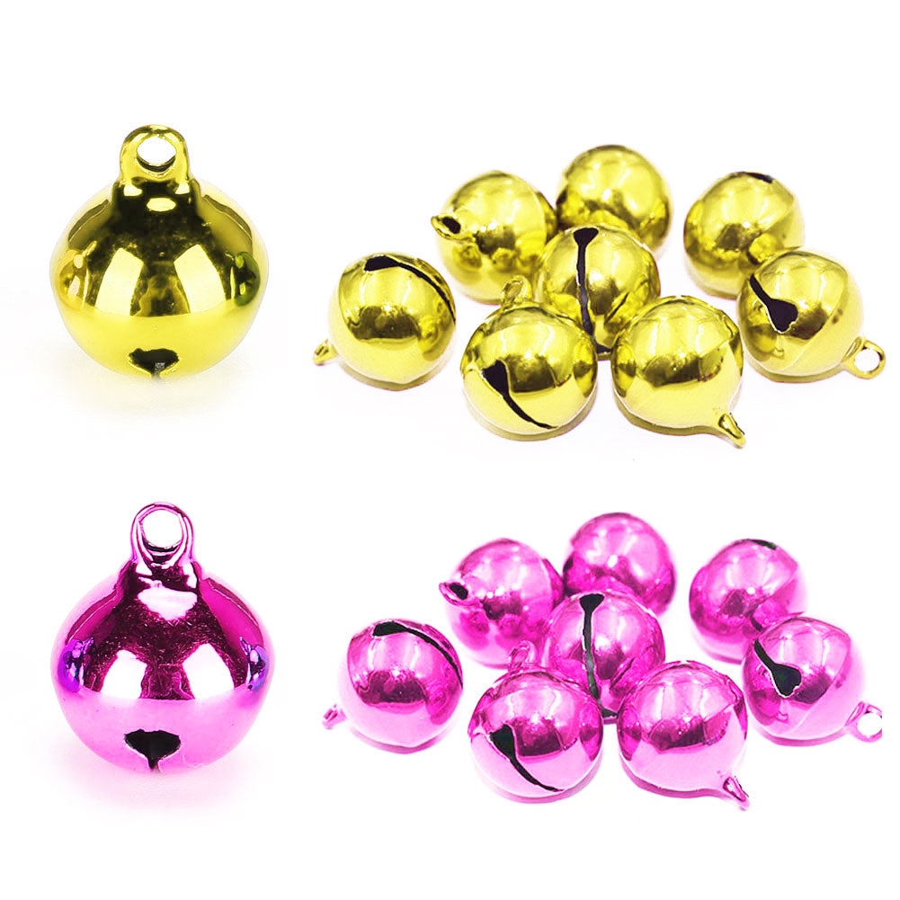 50Pcs Small Metal Bell Colourful Paint Christmas Jingle Bells Key Pendant Party DIY Beads(Yellow Rose Red )