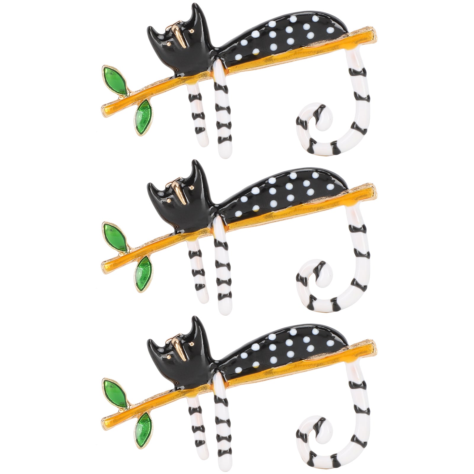 3Pcs Brooch Pins Hand Made Retro Fashion Alloy Cat Shaped DIY Wedding Bouquet Kit Black