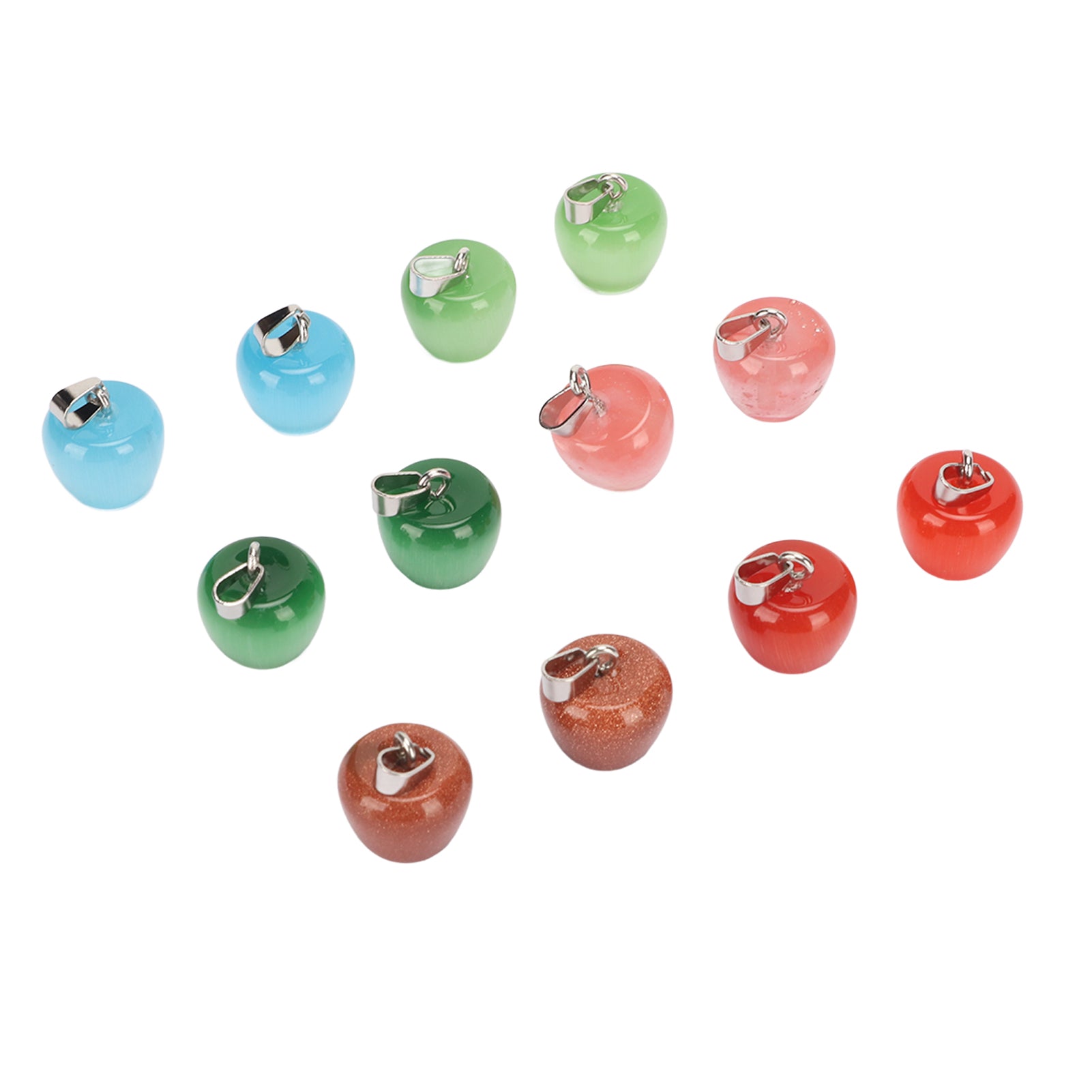 12Pcs Crystal Stone Pendant 6 Colors Fruit Style Natural Glossy Positive Energy Stone Pendants for Jewelry DIY Craft
