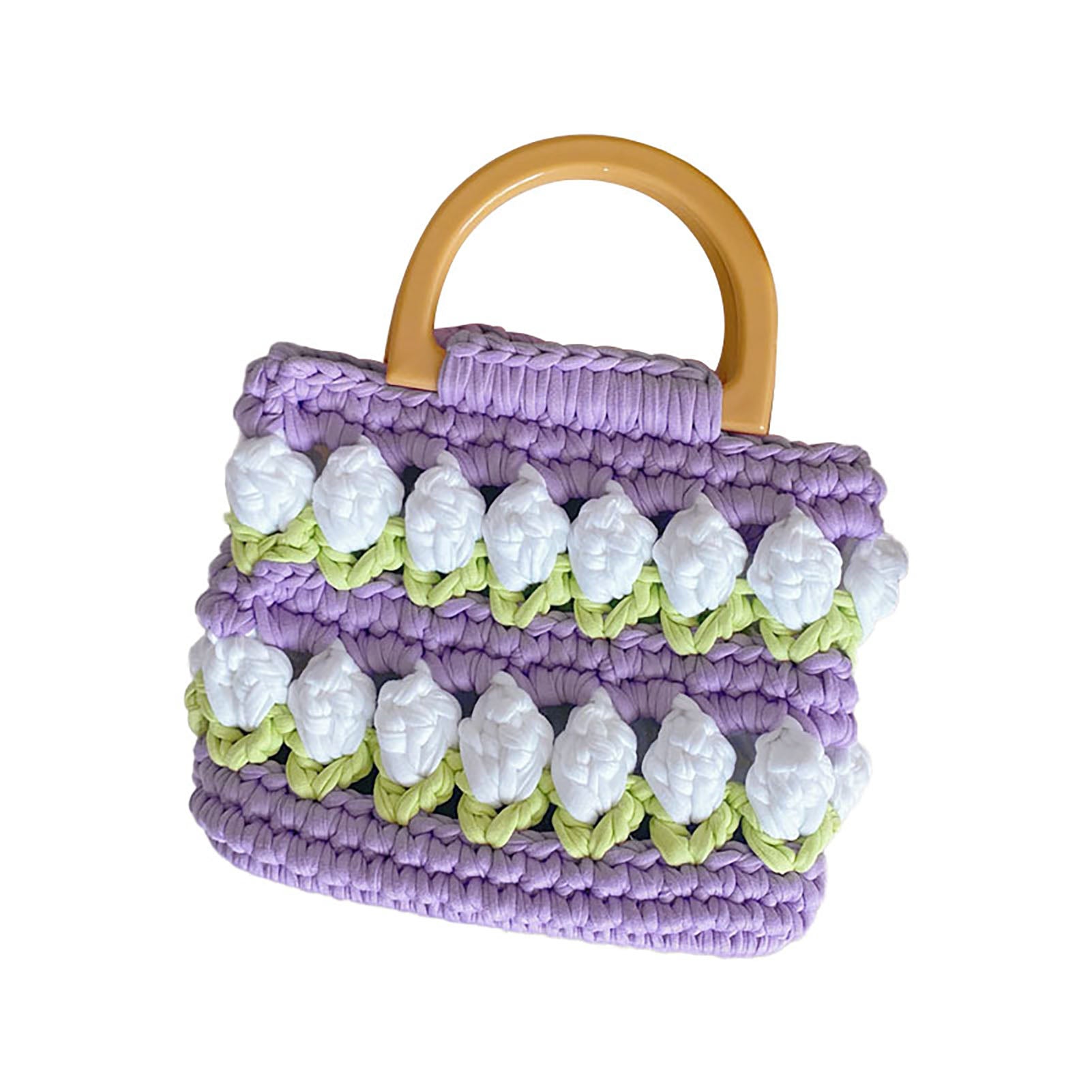 Woven Handbag DIY Kit Flower Style Bright Colors Cute Eye Catching Handbag DIY Tool Kit for Friends Family Type 3