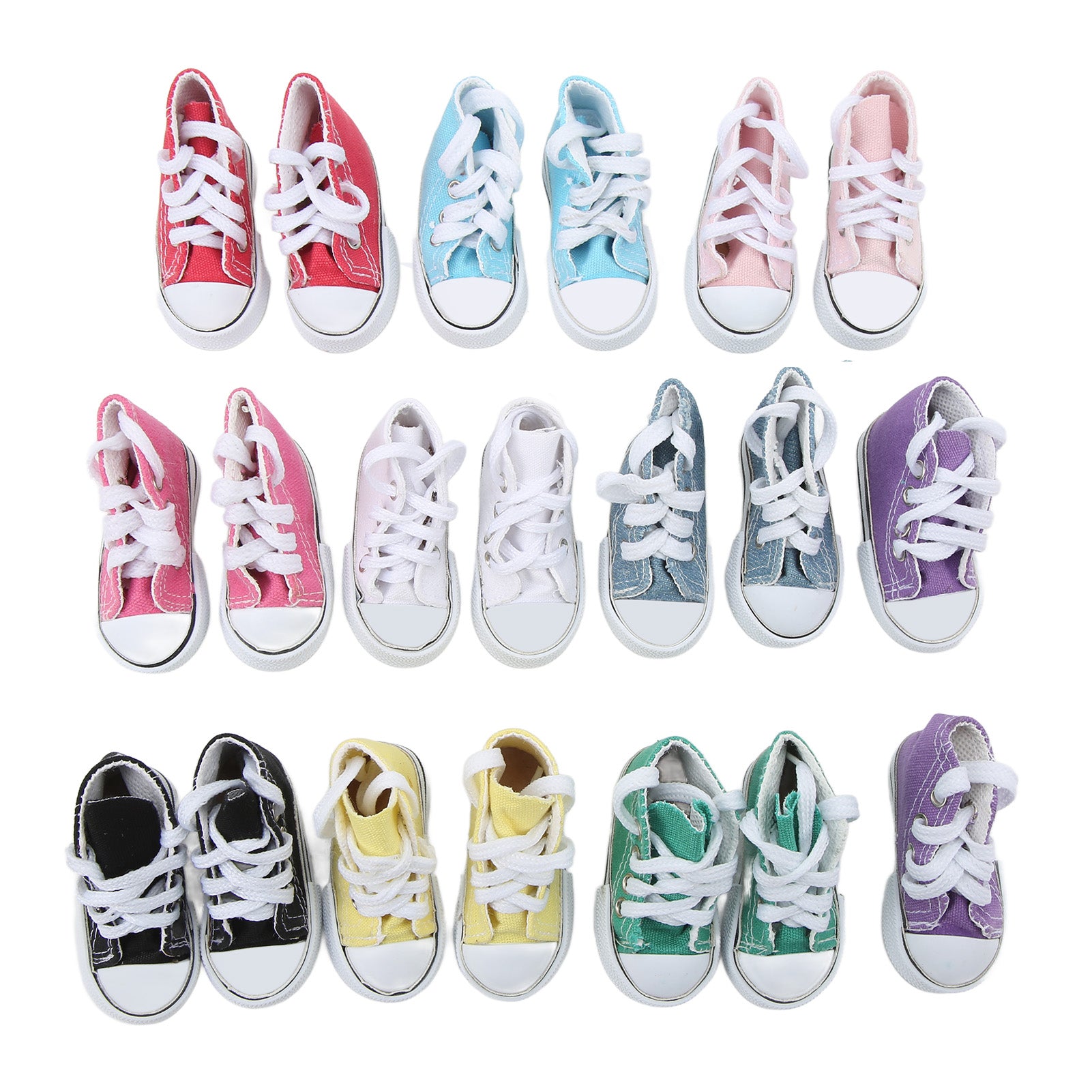 10 Pairs 1/3 Doll Canvas Shoes 3.0 Inches Long Assorted Colors Anti Slip Doll Plimsolls for Doll DIY Cosplay