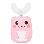 Children Electric Toothbrush Teeth Cleaning Massage UShape Waterproof Automatic Toothbrush(Pink )