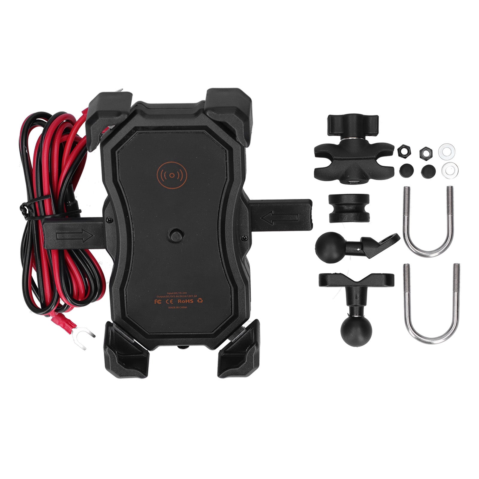 Phone Charger Holder QC3.0 USB+Wireless Fast Charging DC1224V Universal for Motorcycle