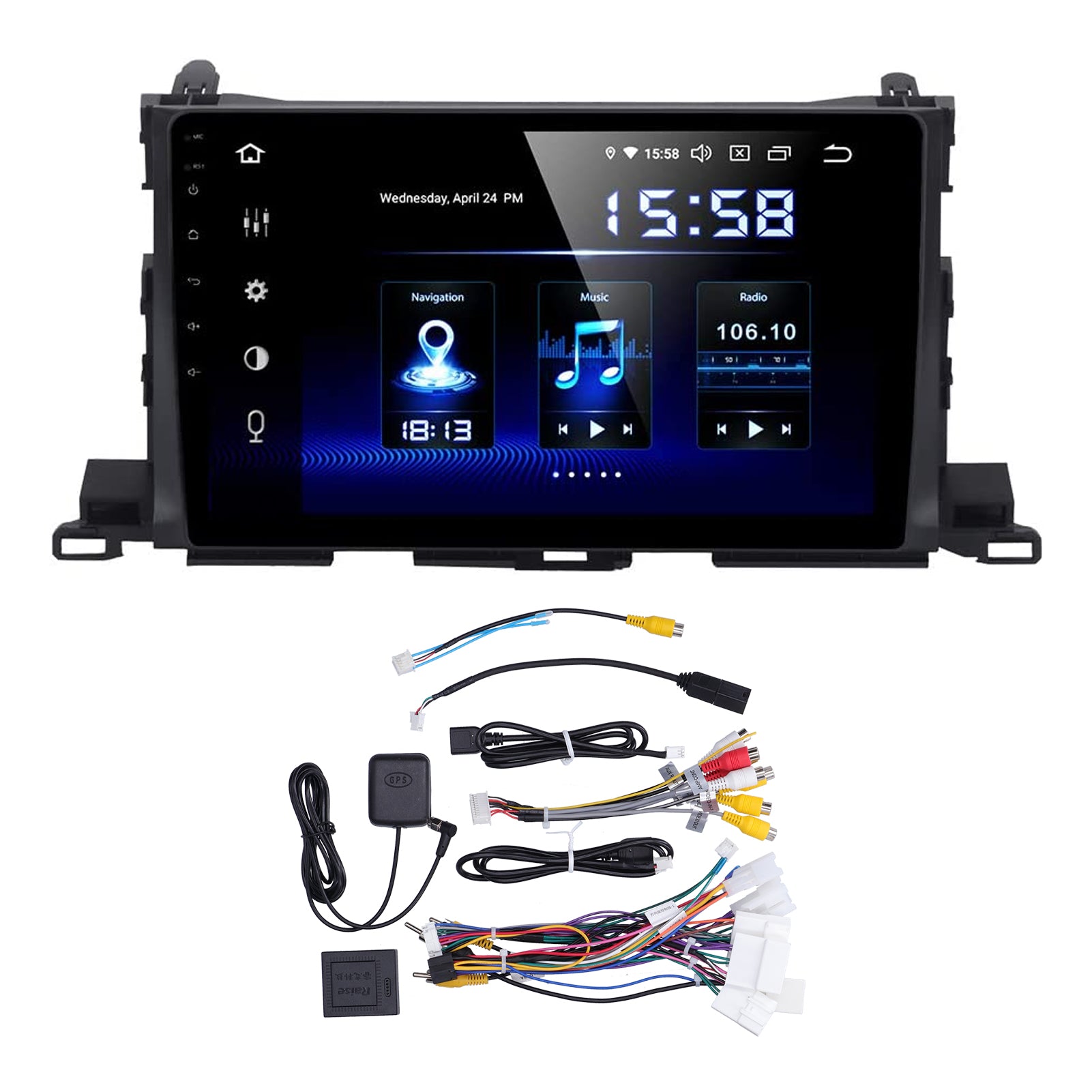 10.1in Car Multimedia Player GPS Navigation for Android10.0 WiFi Touch Screen Fit for Highlander 20152019(1+16G )