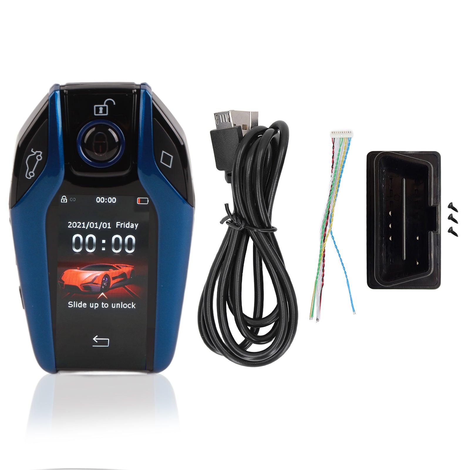 Universal TK800+ LCD Touch Screen Smart Key Remote Keyless Entry for All Start Stop Engine Button Models Blue