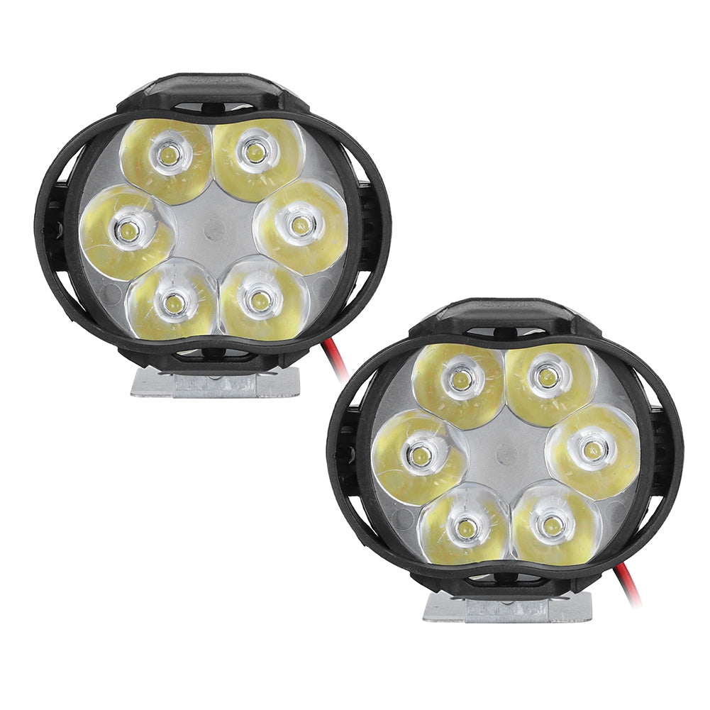 2PCS 6 LED Spot Fog Light Motorcycle Headlight Universal Waterproof Front Head Lamp 12V