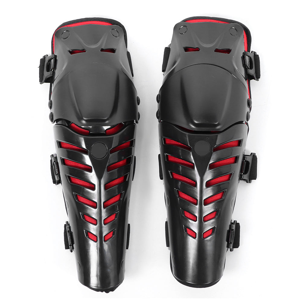 Pair of Off Road Motorcycle Knee Pads Riding Windproof Anti Fall Leg Guards Outdoor Sports Gear Protector(Black Red )