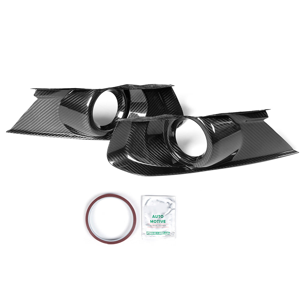 1 Pair Carbon Fiber Front Fog Light Cover Trim Fit for Ford Mustang All Model 2014-2018