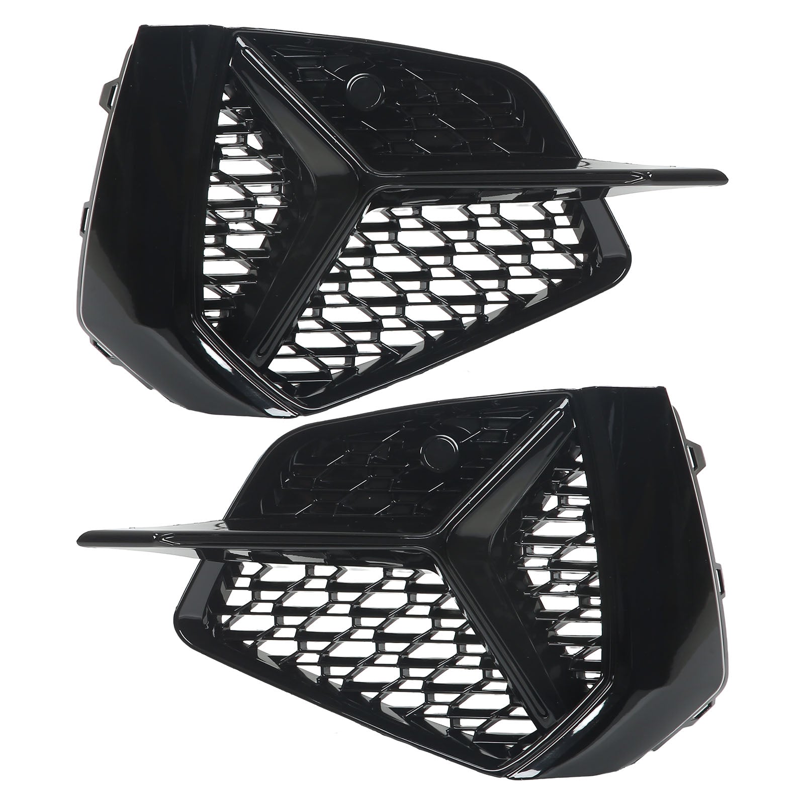 1 Pair Glossy Black Fog Light Mesh Grille Fog Lamp Cover Trim For RS3 Style Replacement for A3 S3
