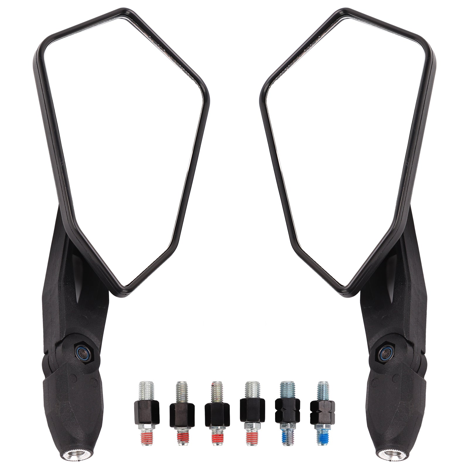 1 Pair Motorcycle Rear View Mirror Clear Wide Angle with M8 M10 Bolt for Bike Scooter ATV UTV Dirt Bike