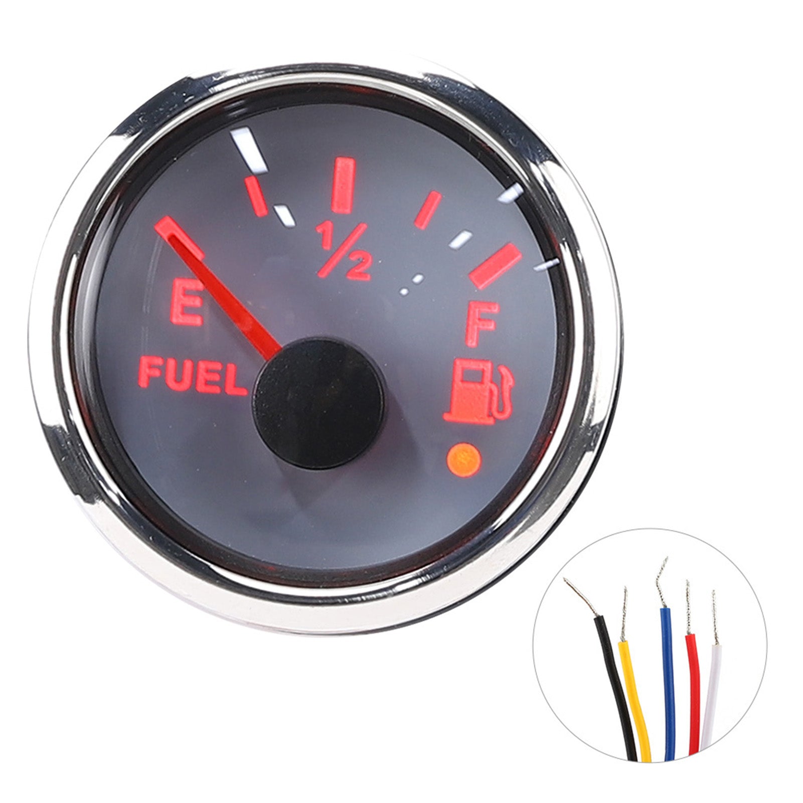 2in Fuel Level Gauge Intelligent Alarm IP67 Waterproof Marine Auto Instrument 316 Stainless Steel(Normes américaines 24033Ω blanc )