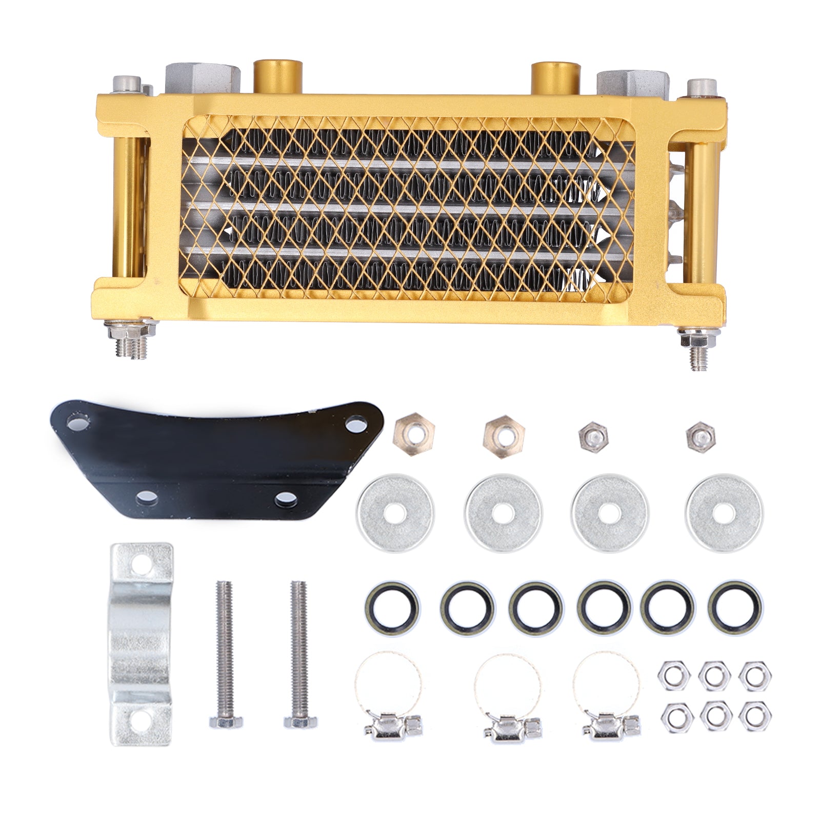 Universal Engine Oil Cooler Kit Gold Radiator with Mounting Accessories for 125cc‑250cc Motorcycle Dirt Pit Bike ATV