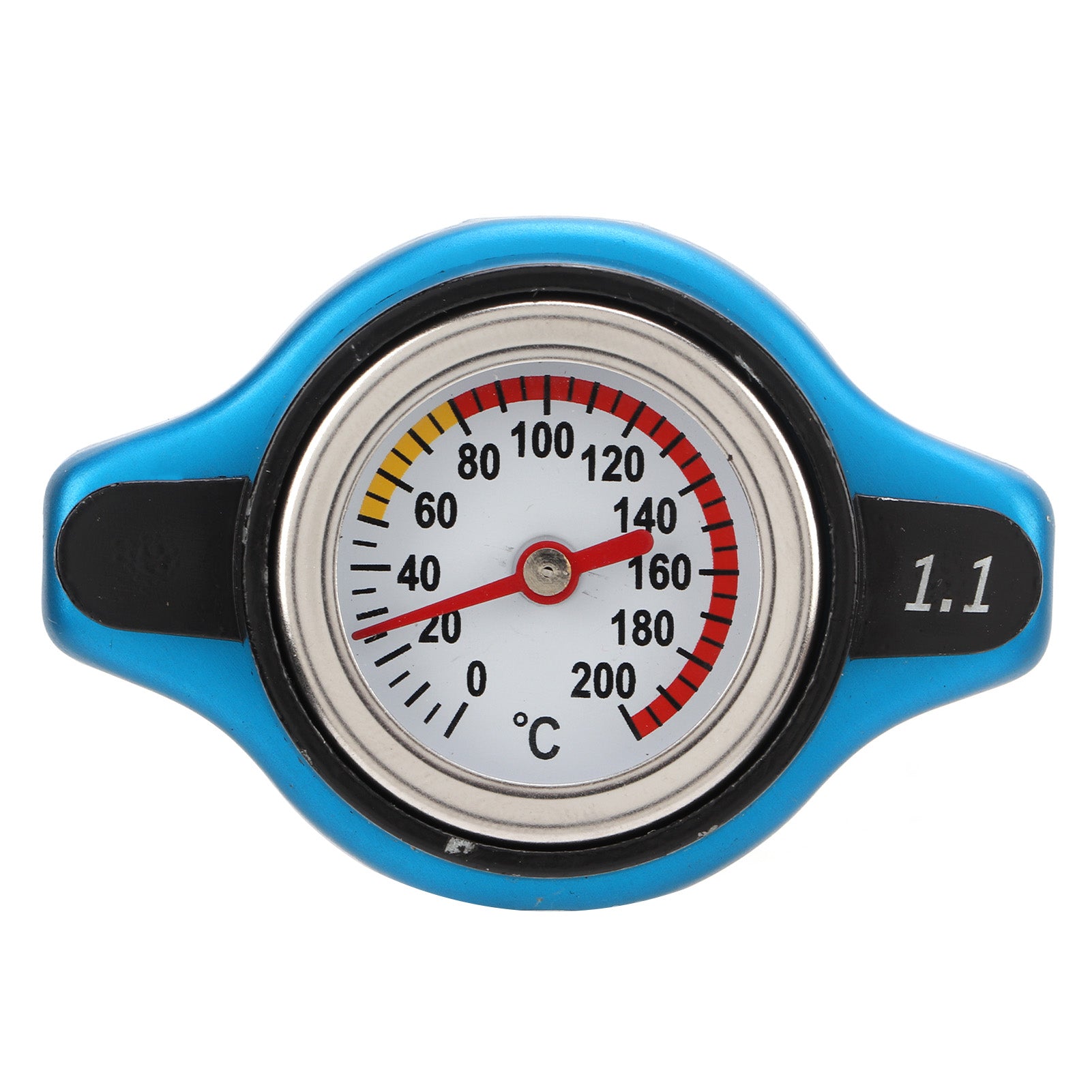 Aluminum Alloy Radiator Cap with Temperature Gauge Pressure Adjustment Leakproof Universal for Car1.1bar