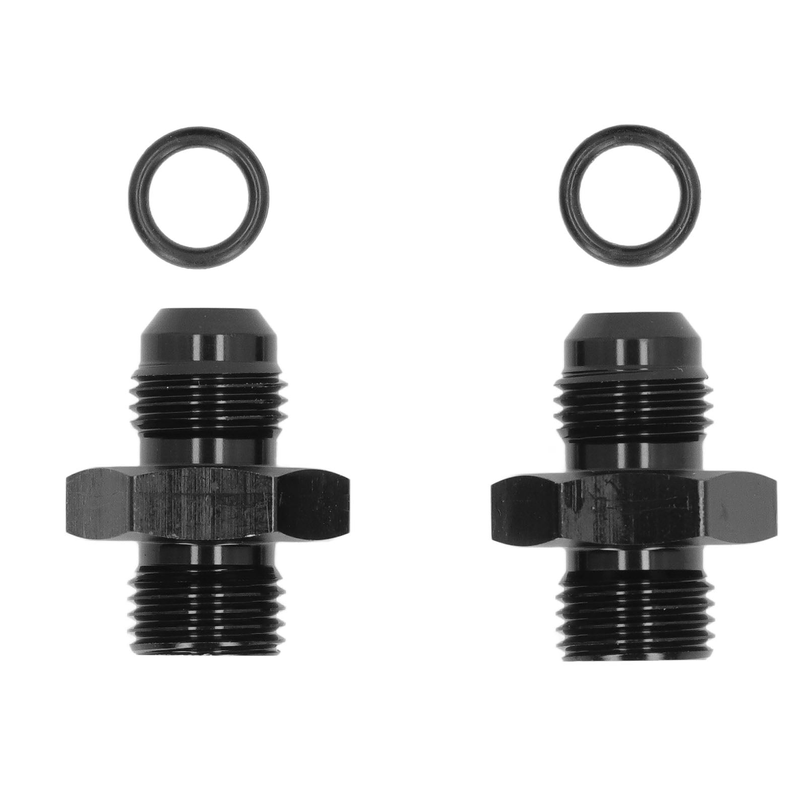 Pair ORB6 to AN6 Fuel Line Fitting O Ring Set Black Aluminum for Oil Cooler Intake Exhaust Manifold