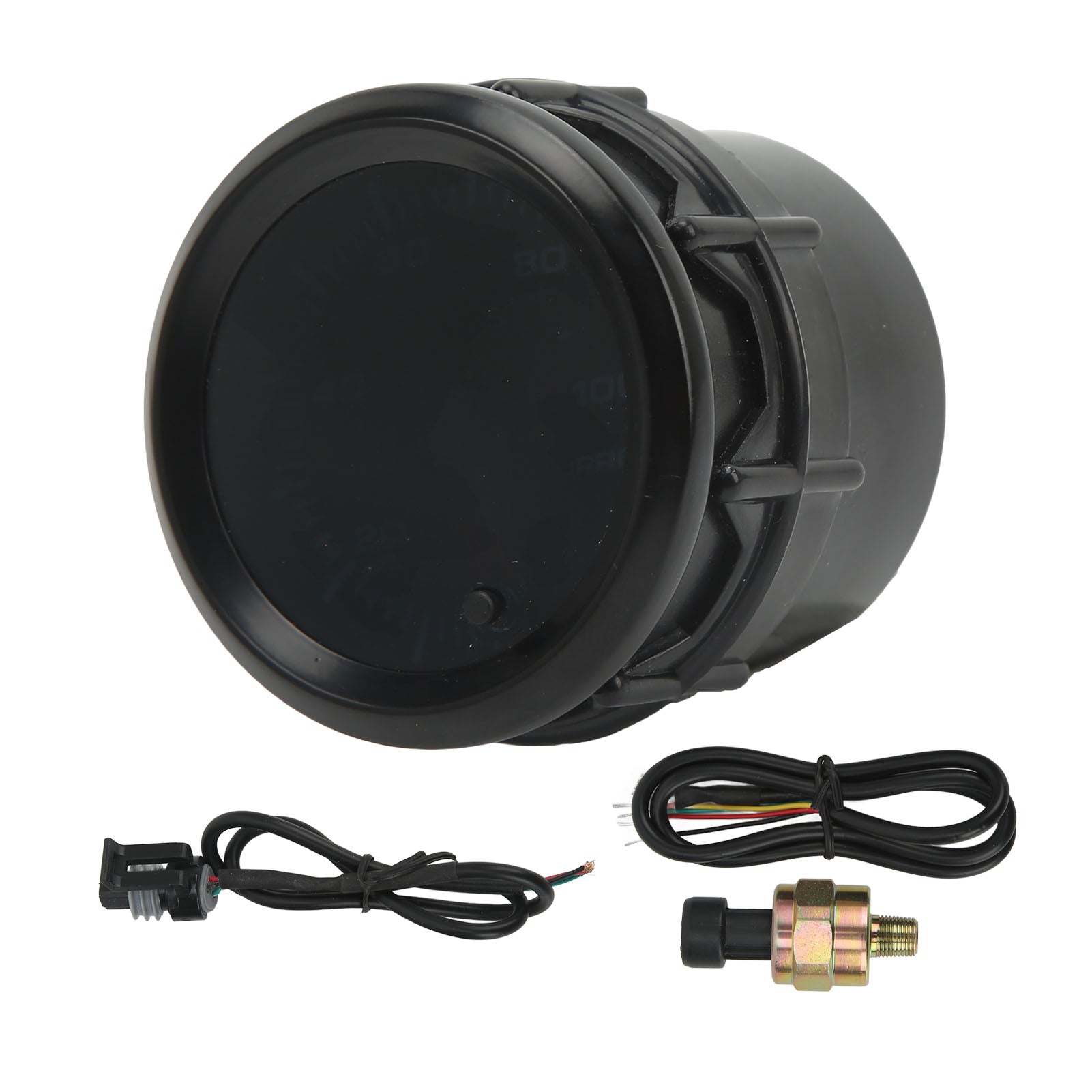 52mm Oil Press Pressure Gauge Meter with Sensor 0‑100PSI 7 Color LED Backlight for Car Motorcycle