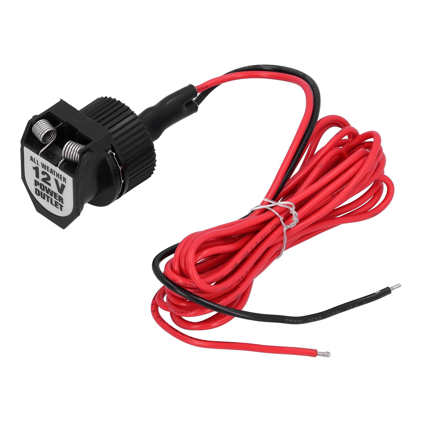 12V Car Cigarette Lighter Socket Adapter ID 21mm/0.8in Black with Spring Cover for Motorcycles Boats