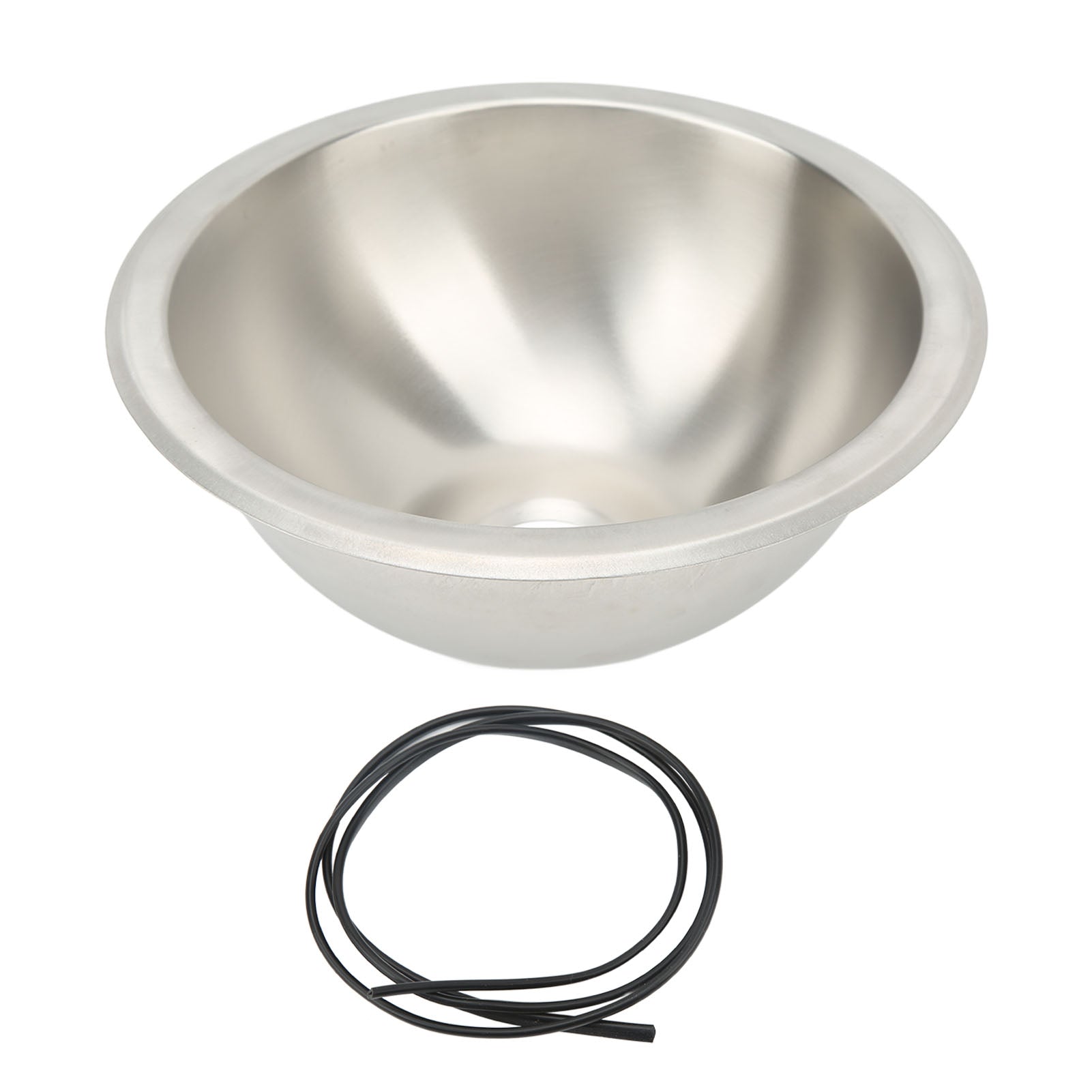 RV Kitchen Sink 304 Stainless Steel Wiredrawing Smoothing Space Saving Round RV Sink for Camper Boat