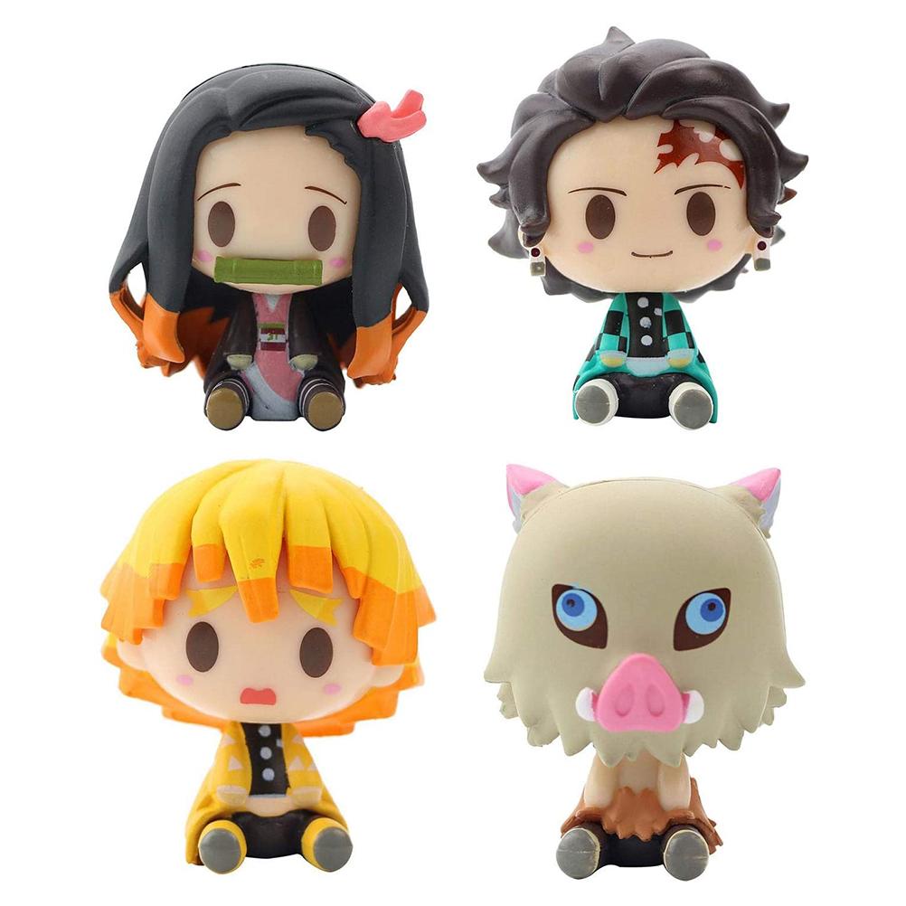 4PCS Anime Character Doll Cartoon Doll Model Ornaments PVC Ornaments for Bedroom Bedside Living Room