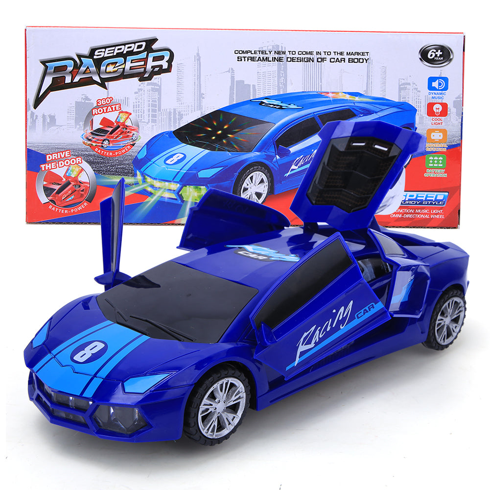 Electric Simulation Universal Wheel LED Light Car Model Toy Vehicle for ChildrenBlue