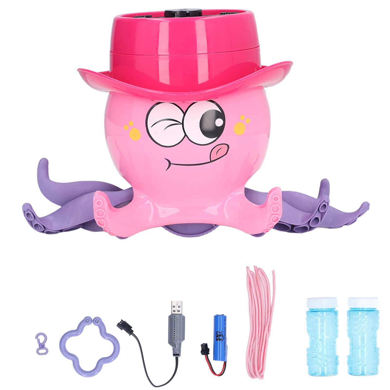 Bubble Machine Rechargeable Creativity Octopus Shape Automatic Bubble Blower Maker for 3+ Years Old(Pink )