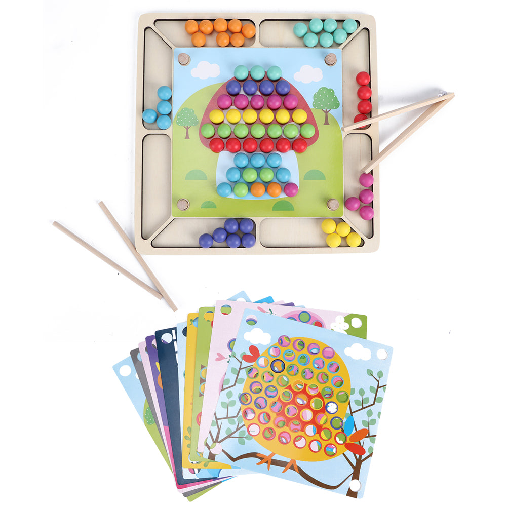 Wooden Clip Beads Game Board Color Pairing Toy Children  Kid Education Training Toys