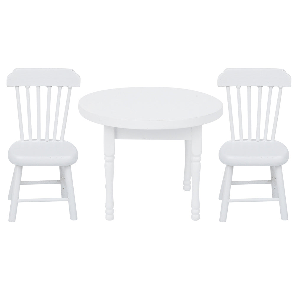 1:12 Doll House Round Dinning Table Chairs Mini Furniture Wooden Doll House Decoration AccessoriesWhite Round Dinning Table Chairs