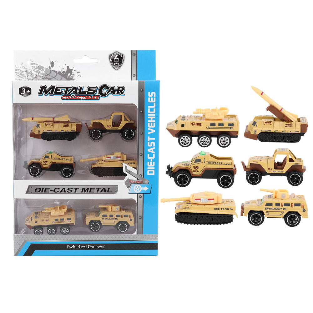 6pcs 1:64 Engineering Car Model Alloy Simulation Vehicle Car Model Children ToyE Style Yellow