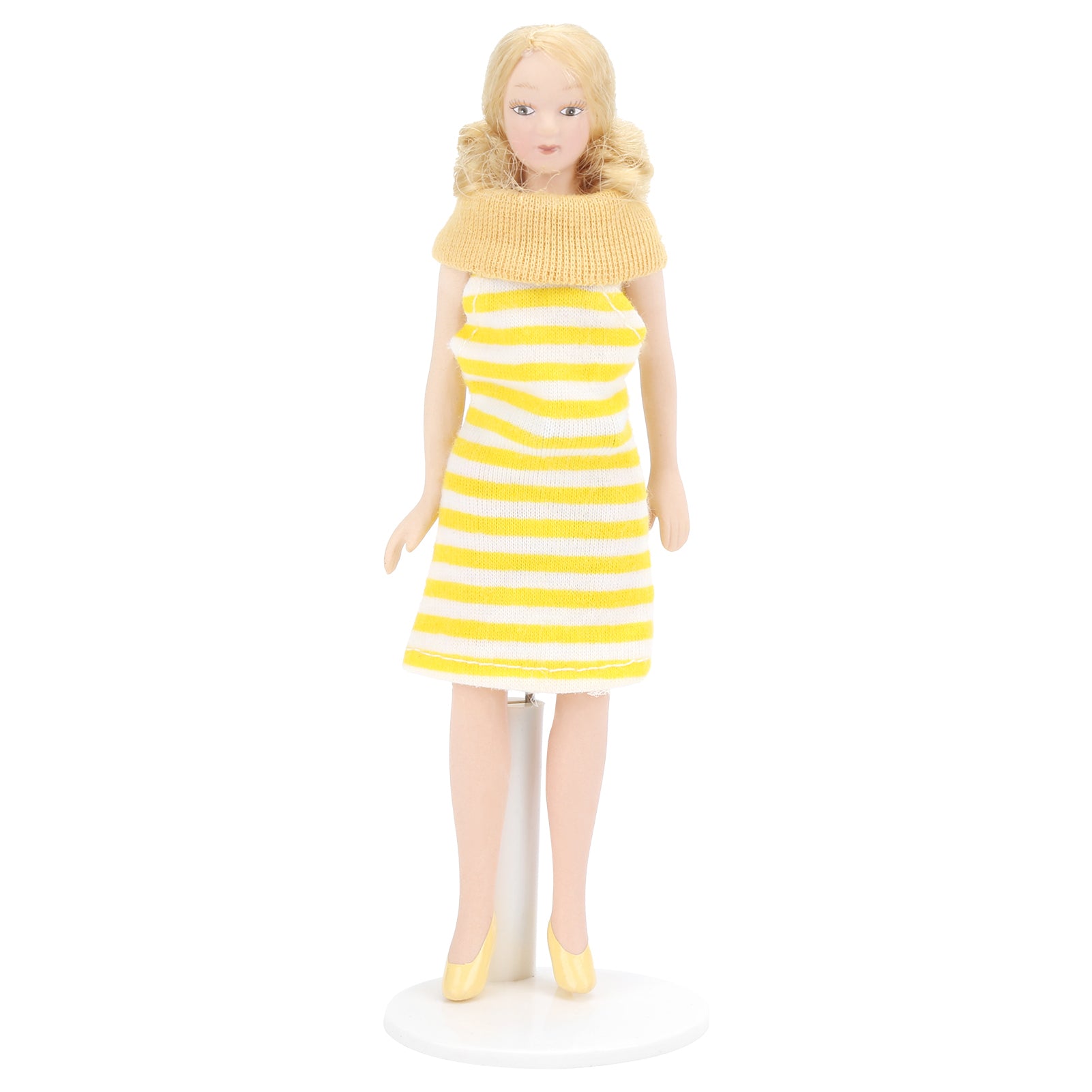 Dolls Blonde Hair Yellow Dress Ornaments Girl Dolls Dollhouse Figures Model Toys Accessories